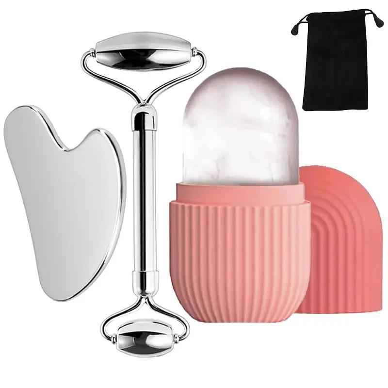 Ice Roller Facial Massage Set – Cooling Gua Sha Skincare Tool