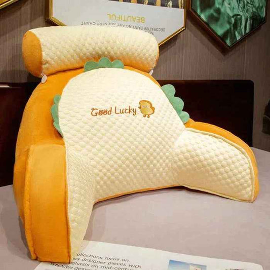 Dinosaur Bed Rest Pillow with Arms – Plush Reading & TV Backrest