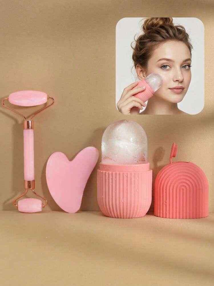 Ice Roller Facial Massage Set – Cooling Gua Sha Skincare Tool