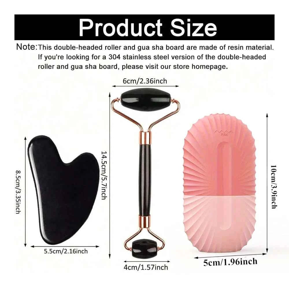 Ice Roller Facial Massage Set – Cooling Gua Sha Skincare Tool