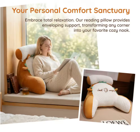 Dinosaur Bed Rest Pillow with Arms – Plush Reading & TV Backrest