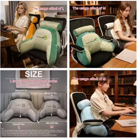 Dinosaur Bed Rest Pillow with Arms – Plush Reading & TV Backrest