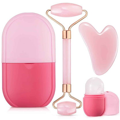 Ice Roller Facial Massage Set – Cooling Gua Sha Skincare Tool